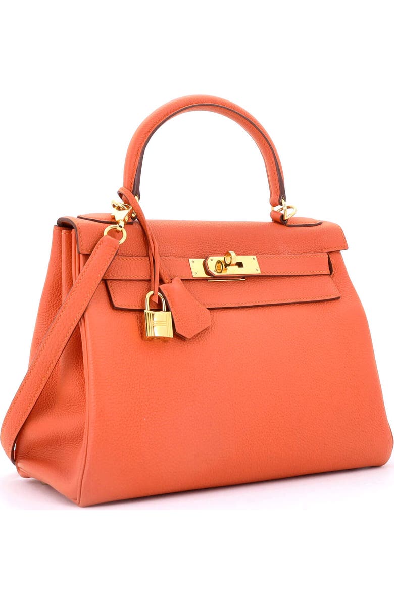 Pre-Owned Hermes Kelly Handbag Orange Togo with Gold Hardware 28, Alternate, color, Feu