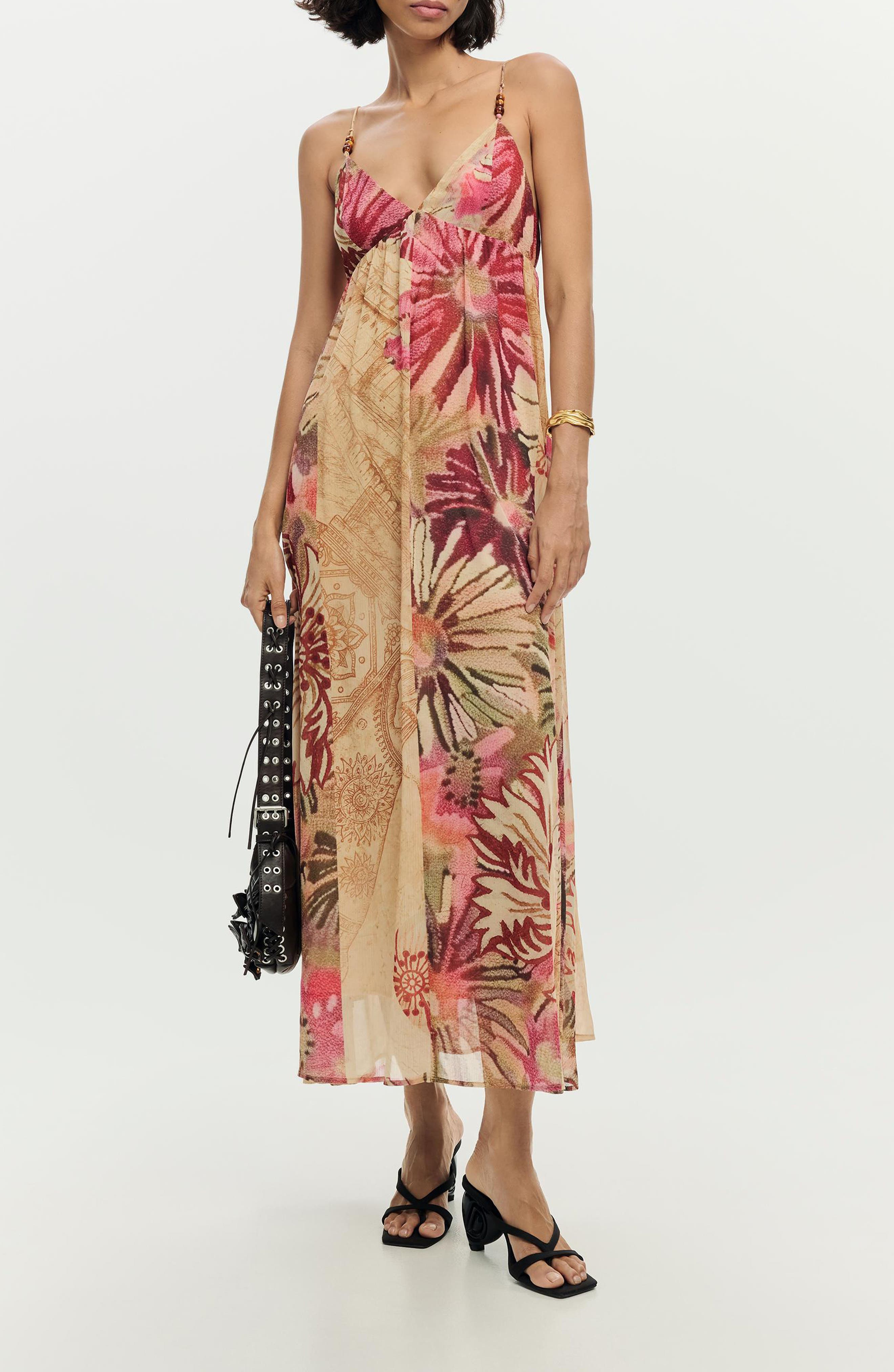 Beaded Sleeveless Midi Dress