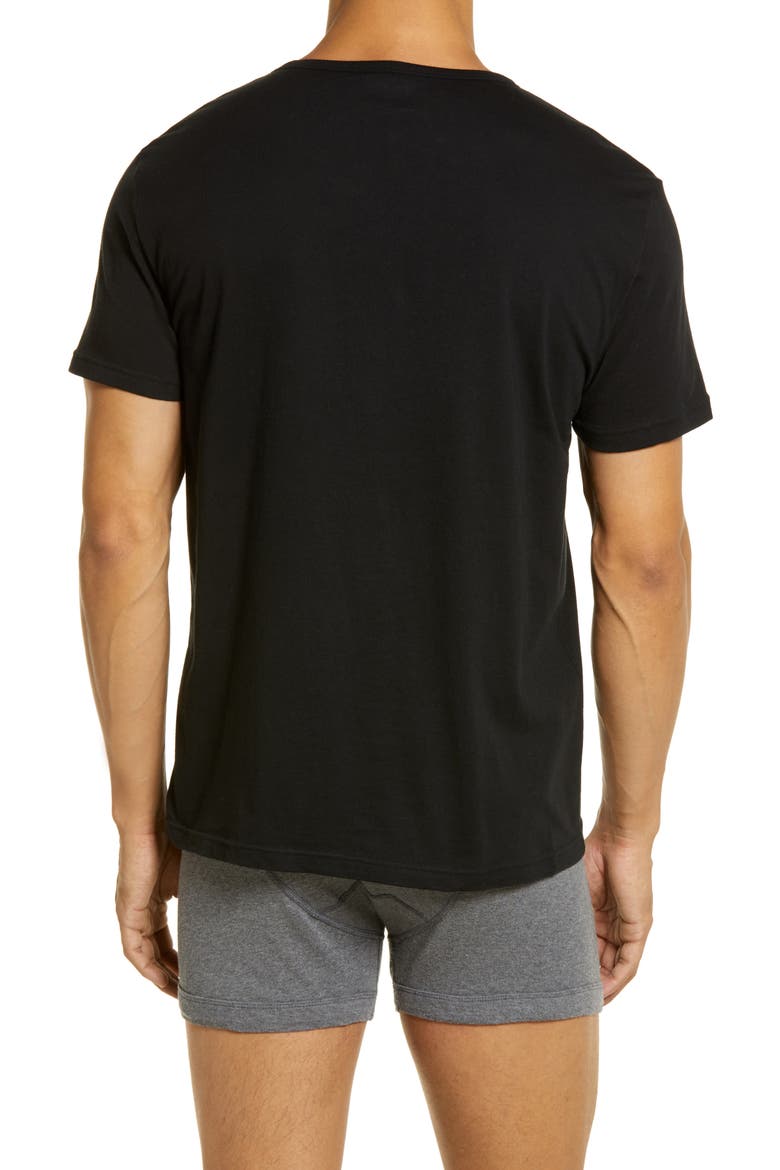 Men's 3-Pack Cotton V-Neck T-Shirts, Alternate, color, SOLID BLACK