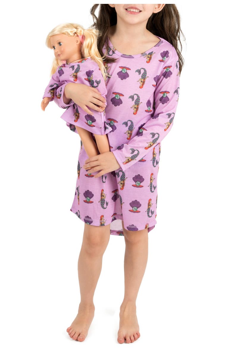 Leveret Kids' Mermaid Nightgown & Matching Doll Nightgown, Main, color, 