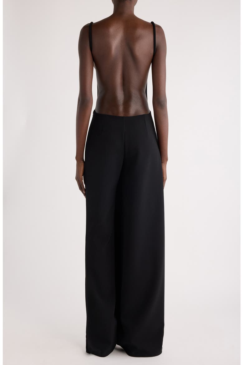 Infinity Allover Open Back Crepe Jumpsuit, Alternate, color, BLACK