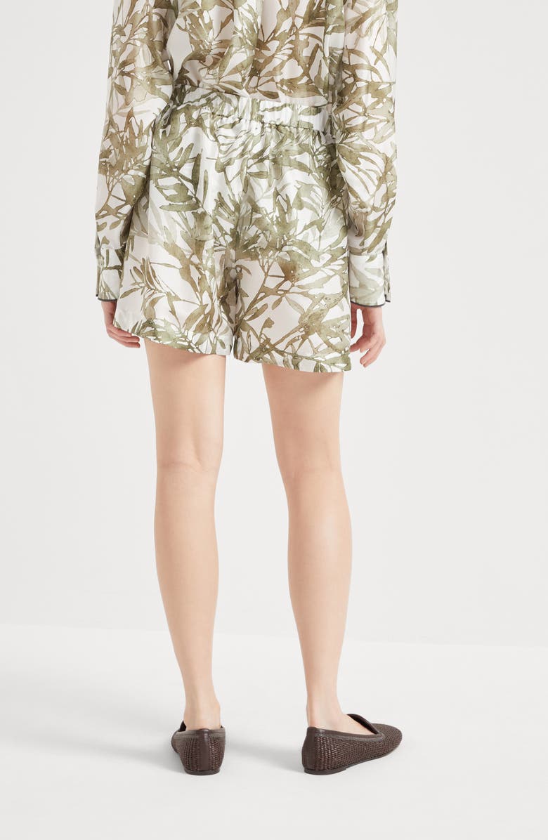 Brunello Cucinelli Herbarium Print Track shorts, Alternate, color, 