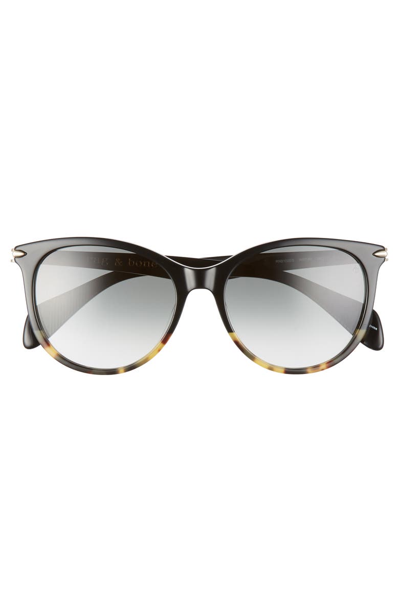 rag & bone 54mm Polarized Round Sunglasses, Alternate, color, Black Havana/ Grey Green