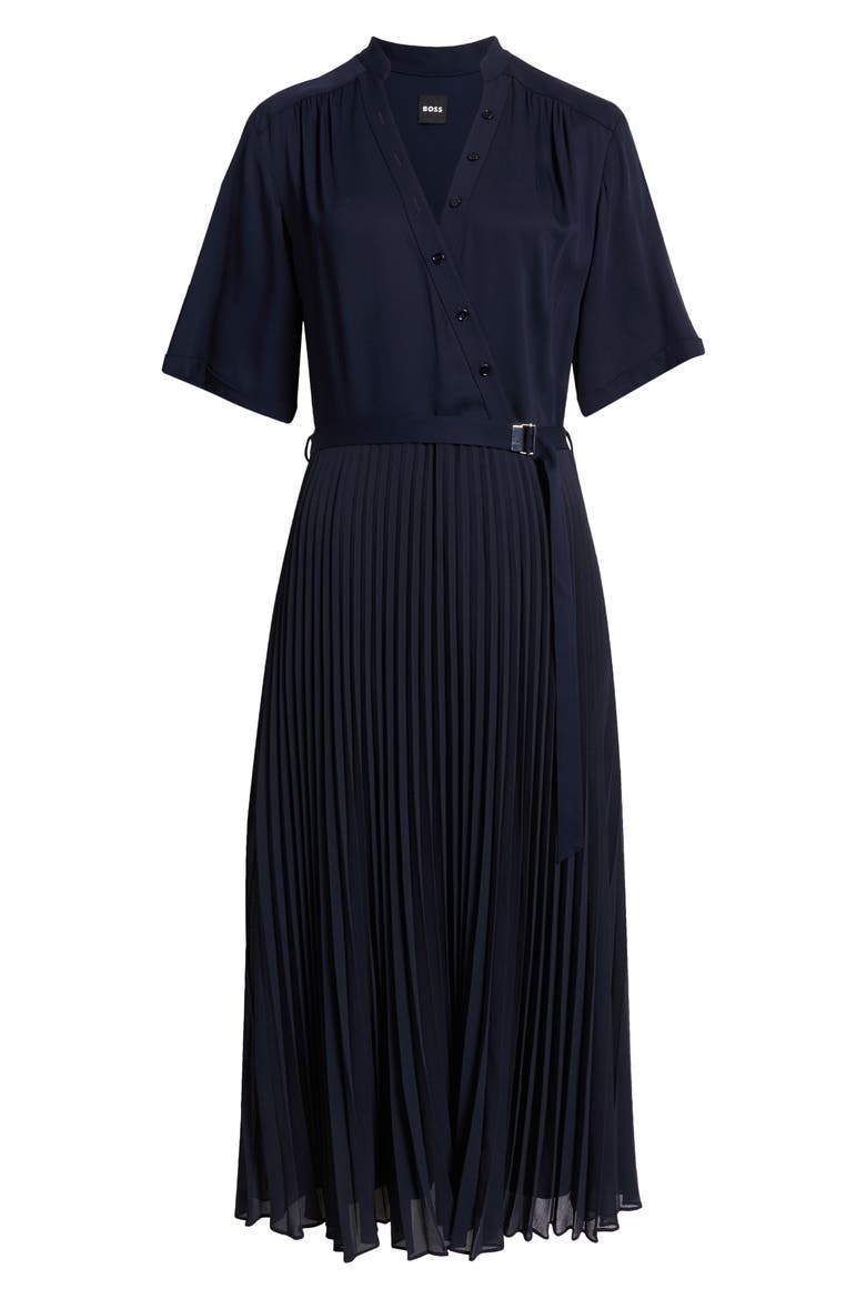 Docelina Belted Midi Dress, Alternate, color, DK BU