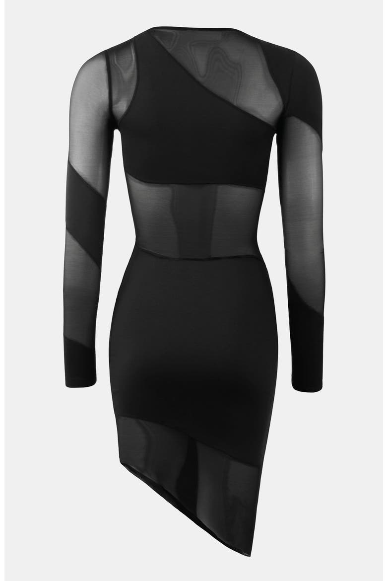 Spiral Long Sleeve Dress, Alternate, color, Black