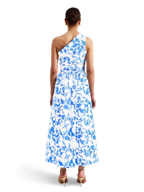 Ro&zo Womens Blue Aubrey Leaf-print Cotton Maxi Dress In Blue