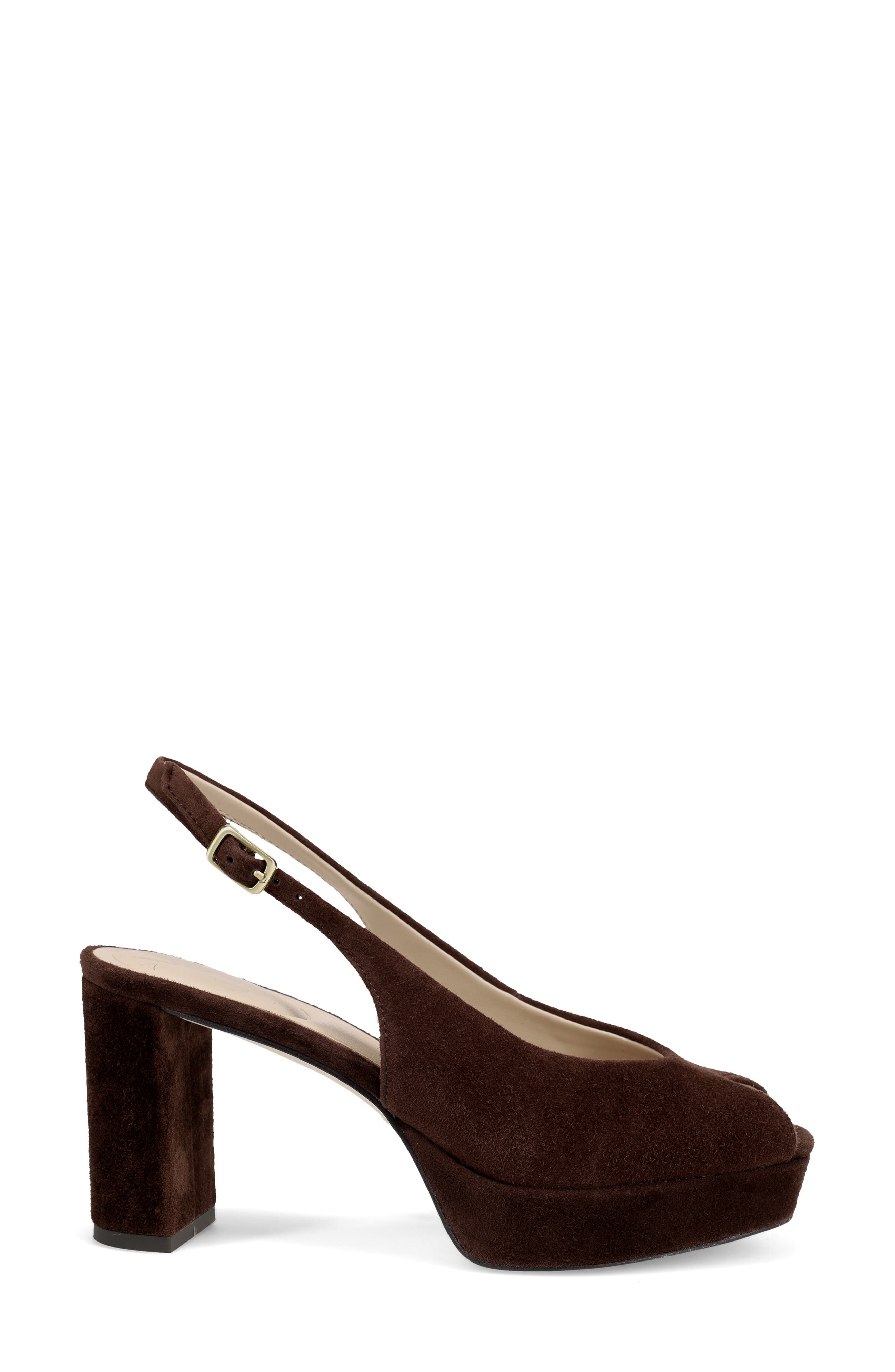 Andee Slingback Peep Toe Pump, Alternate, color, CHOCOLATE