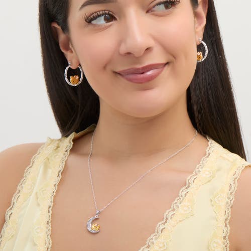 Hello Kitty Tri-color Pop Up White Sapphire Hoop Earrings In Metallic