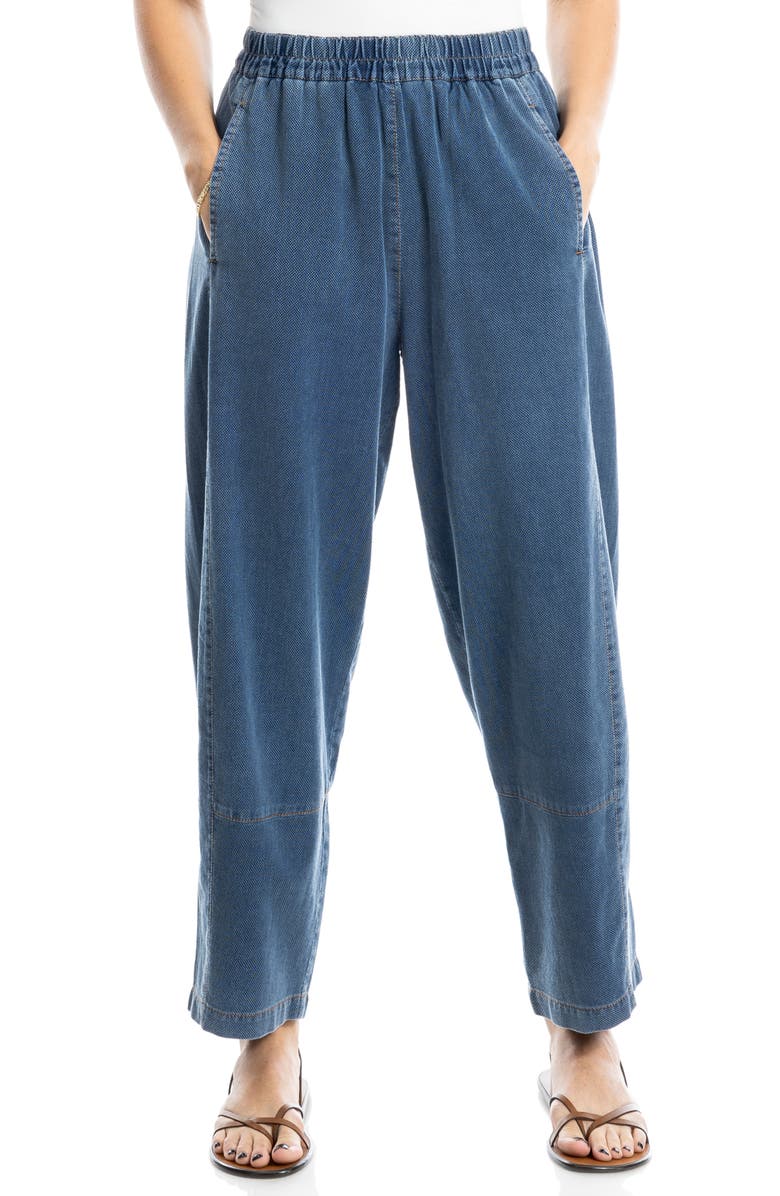 Pique Barrel Leg Ankle Pants