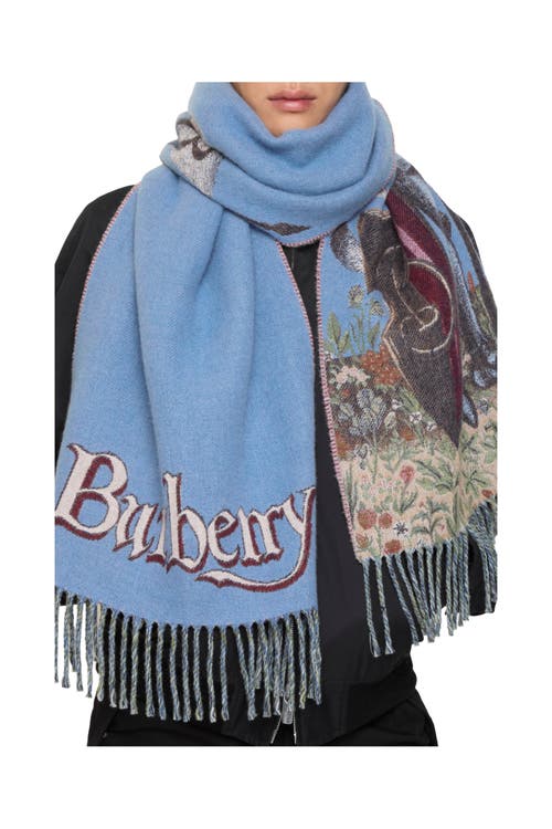 Burberry Knight Portrait Cashmere Scarf In Blue