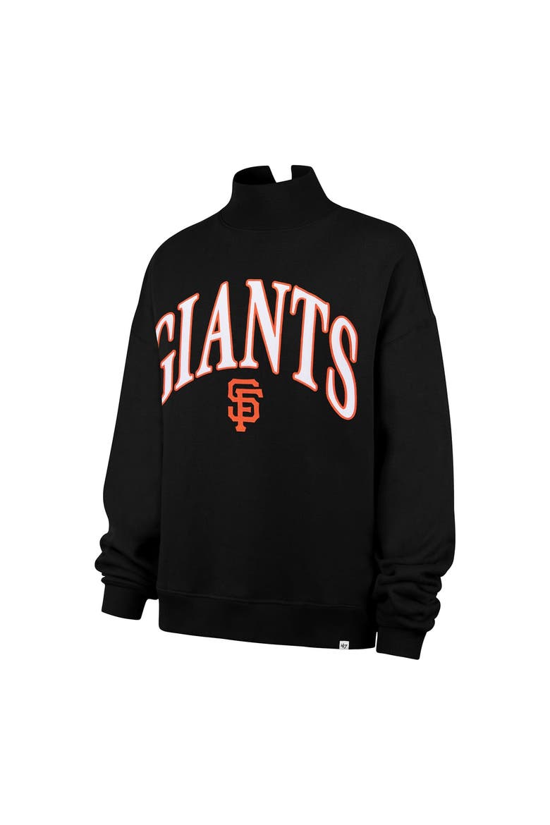 Women's '47 Black San Francisco Giants Oversized Vantage Mock Neck Sweatshirt, Alternate, color, Black