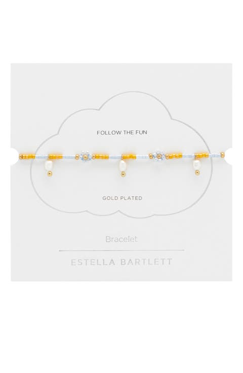 Faux Pearl & Flower Miyuki Bracelet