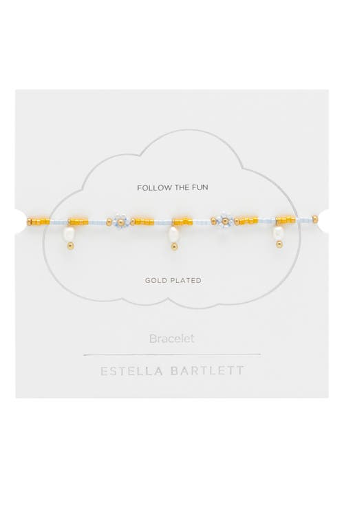 Estella Bartlett Faux Pearl & Flower Miyuki Bracelet In Gold