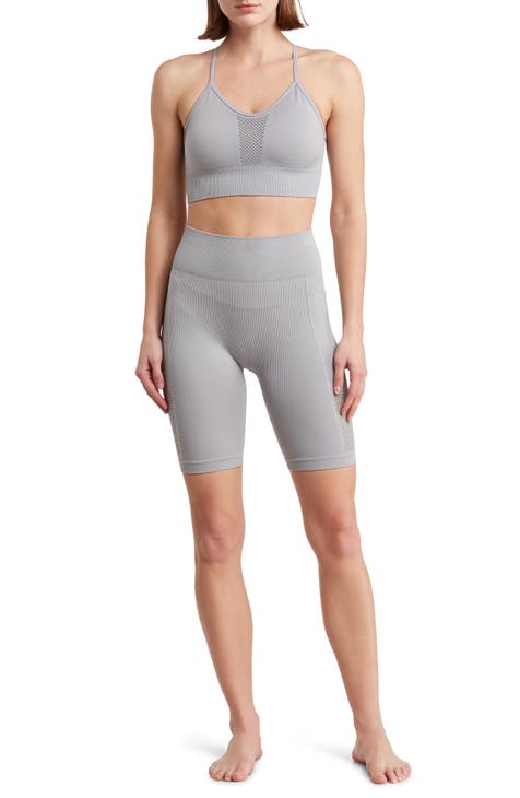 La La Land Crisscross Seamless Rib Sports Bra & Bike Shorts Set