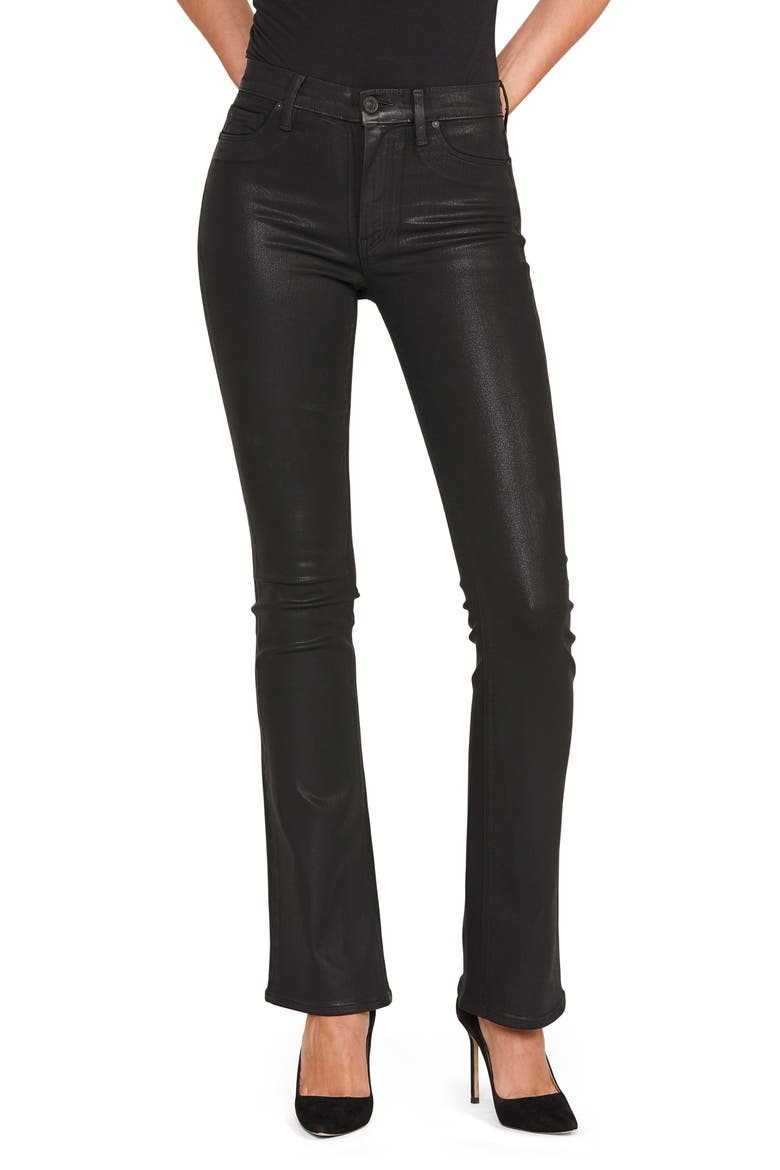 Barbara Coated High Waist Bootcut Jeans, Main, color, NOIR COATE
