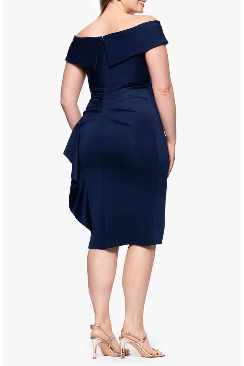 Ruffle Boat Neck Scuba Cocktail Dress, Alternate, color, MIDNIGHT