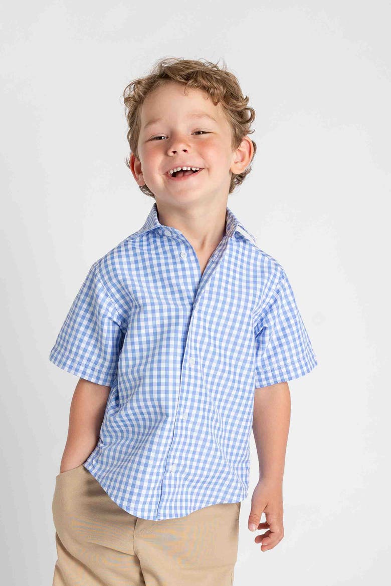Gingham Camp Shirt, Alternate, color, Blue/White