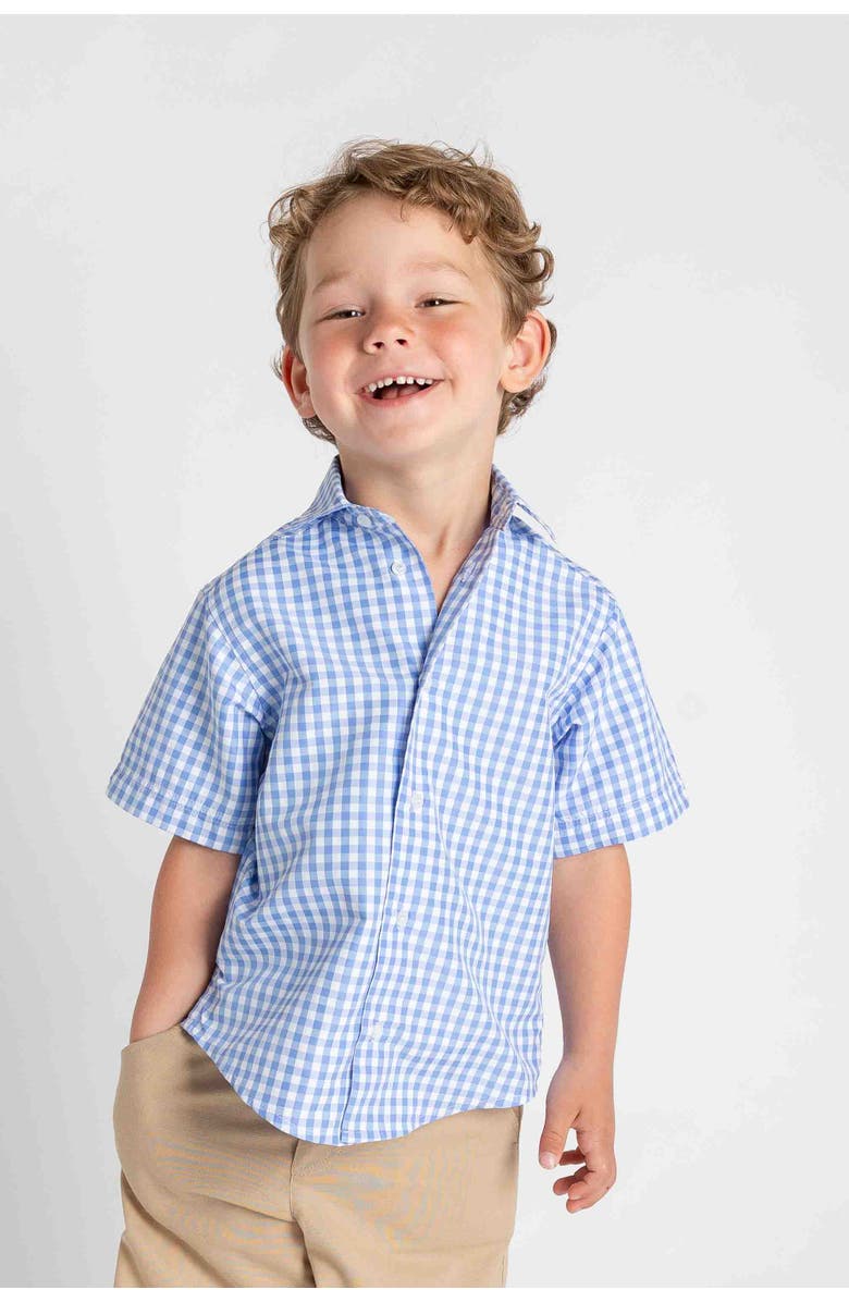 Florence Eiseman Gingham Camp Shirt, Alternate, color, Blue/White