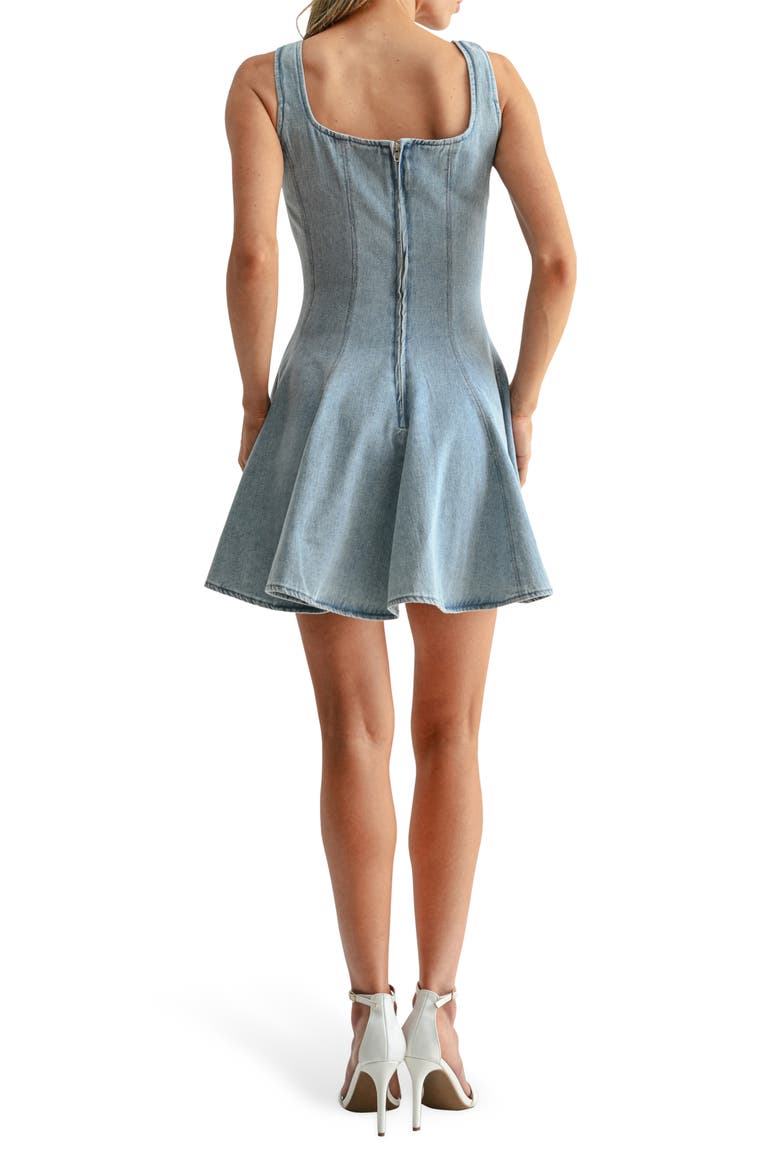 Fit and Flare Denim Minidress, Alternate, color, DENIM