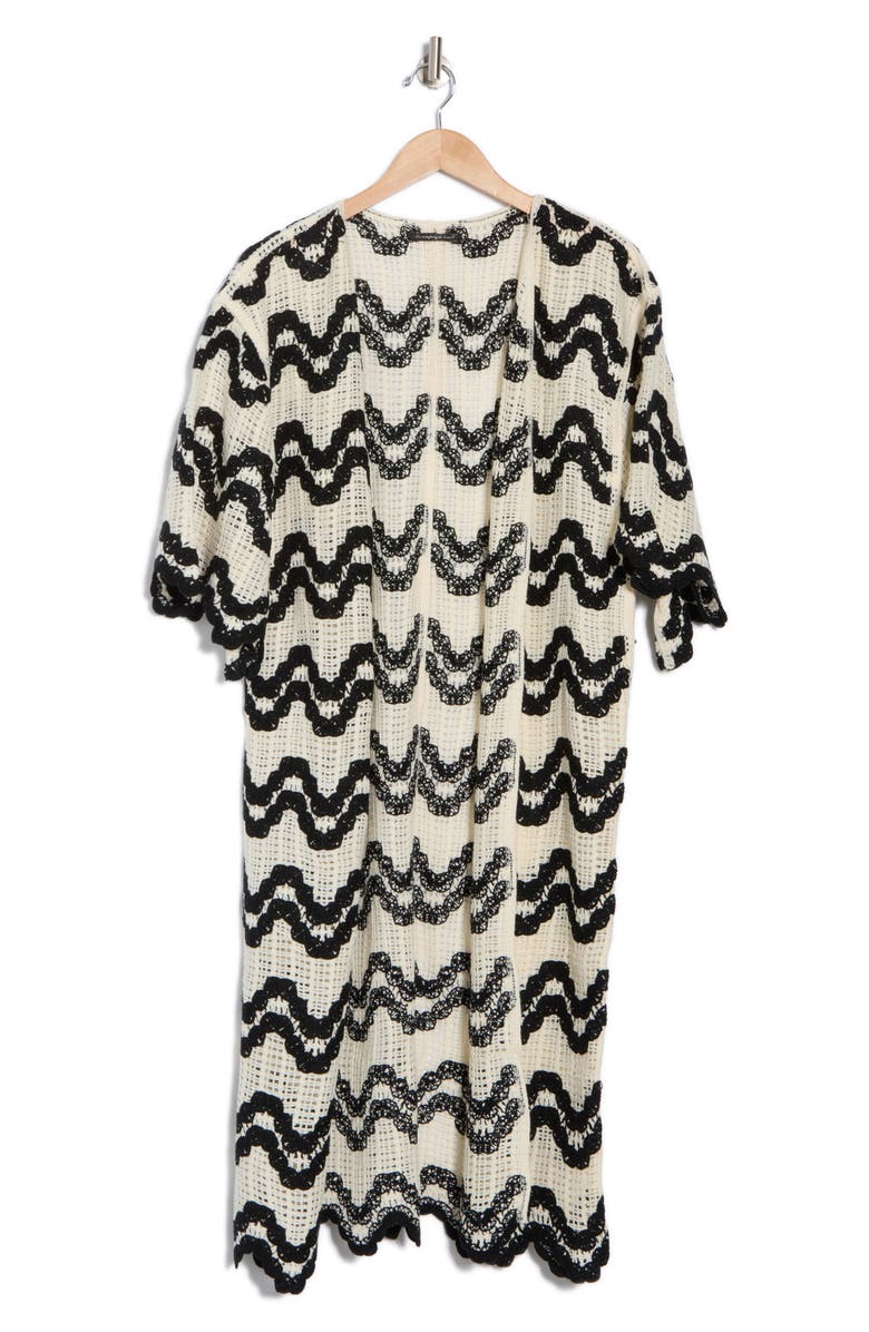 AREA STARS Wave Pattern Cardigan Duster, Alternate, color, Black