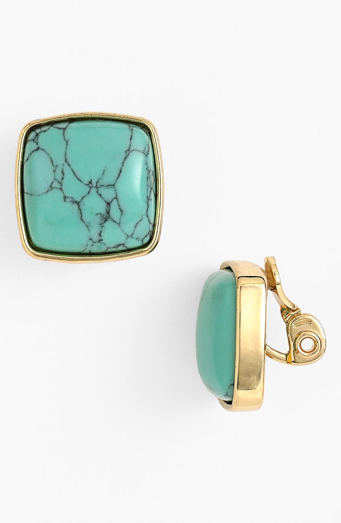 DESIGN STUDIO AK ANNE KLEIN Anne Klein Turquoise Button Clip Earrings ...