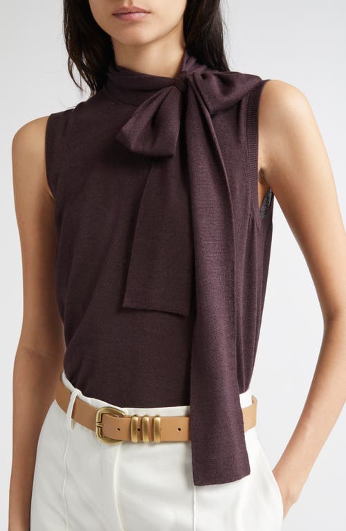 Eleventy Tie Neck Sleeveless Sweater In Burgundy