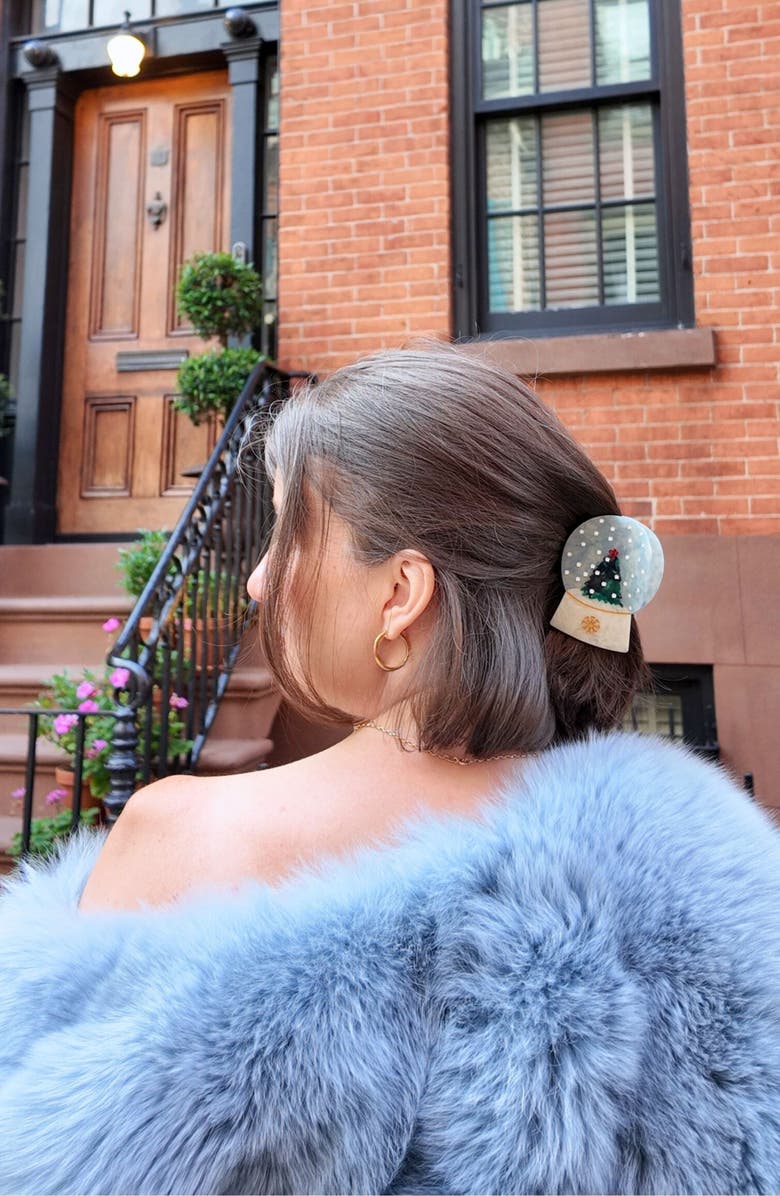 Solar Eclipse Hand Painted Snow Globe Claw Clip, Alternate, color, Globe Multi