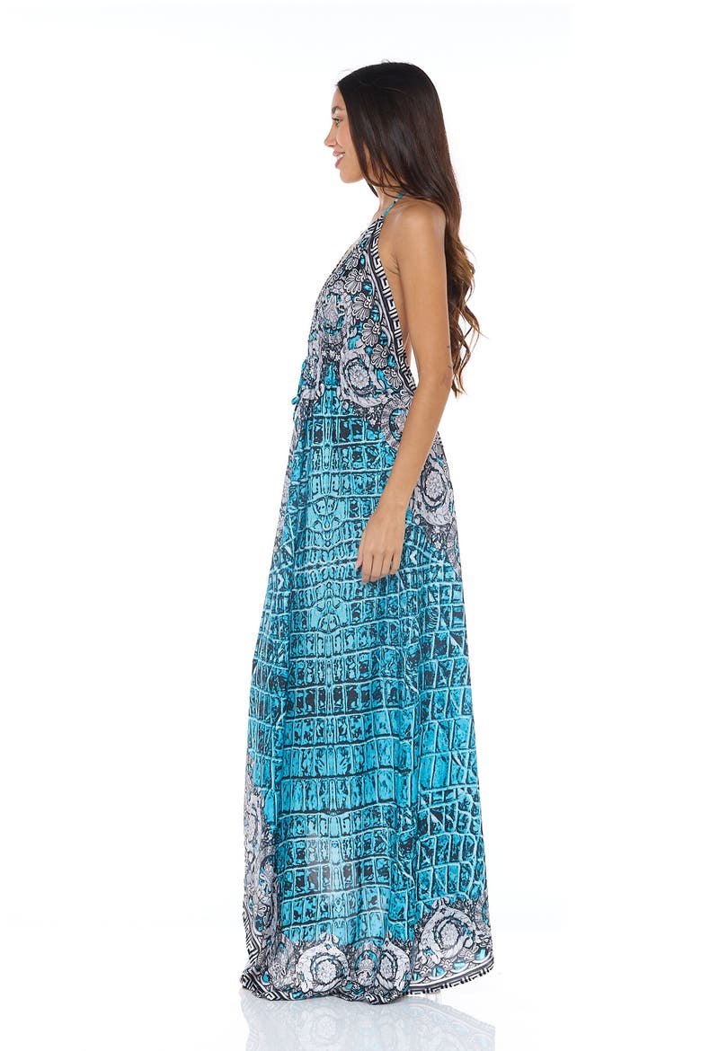 Halter Neck Dress, Alternate, color, TEAL BLUE