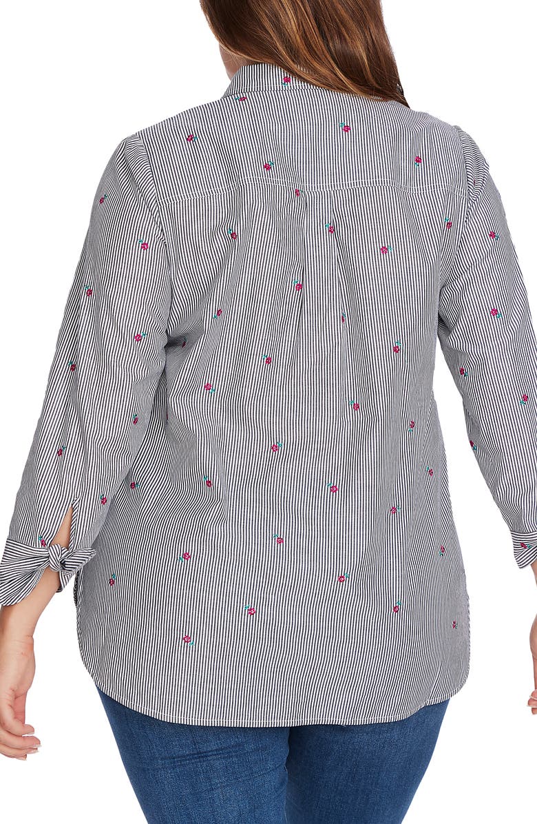 Court & Rowe Floral Embroidery Pinstripe Cotton Button-Up Shirt, Alternate, color, 