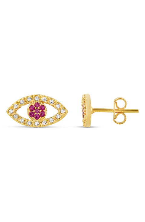 Pavé Evil Eye Stud Earrings
