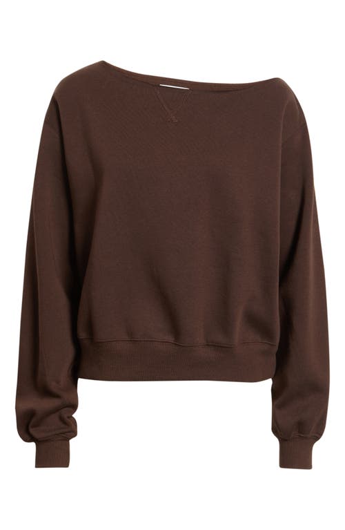 Bp. Fleece Detail Off The Shoulder Sweatshirt In Burgundy