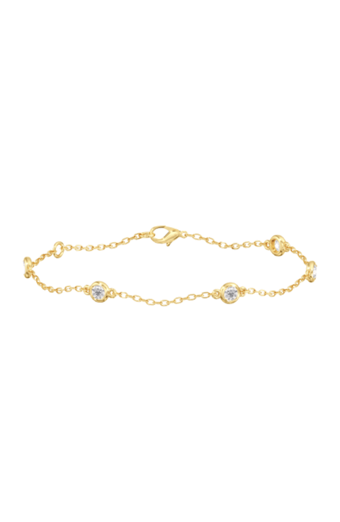 Round Bezel Station Bracelet Lab Diamond in 14K Gold
