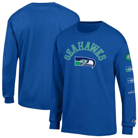 Men's Champion  Royal Seattle Seahawks Long Sleeve Vintage Jersey T-Shirt