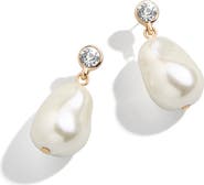 BaubleBar Myra Crystal & Faux Pearl Drop Earrings