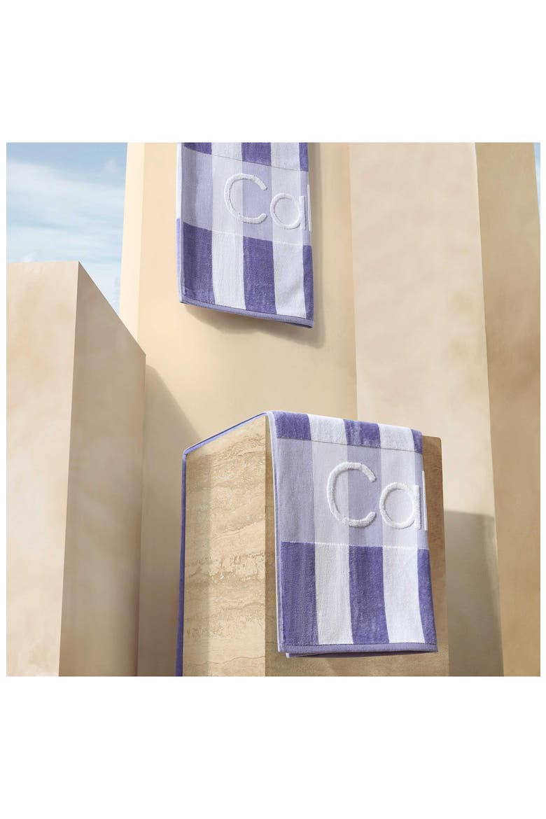 Beach Stripe Logo Towel, Alternate, color, TWLIGHT PURPLE/WHITE