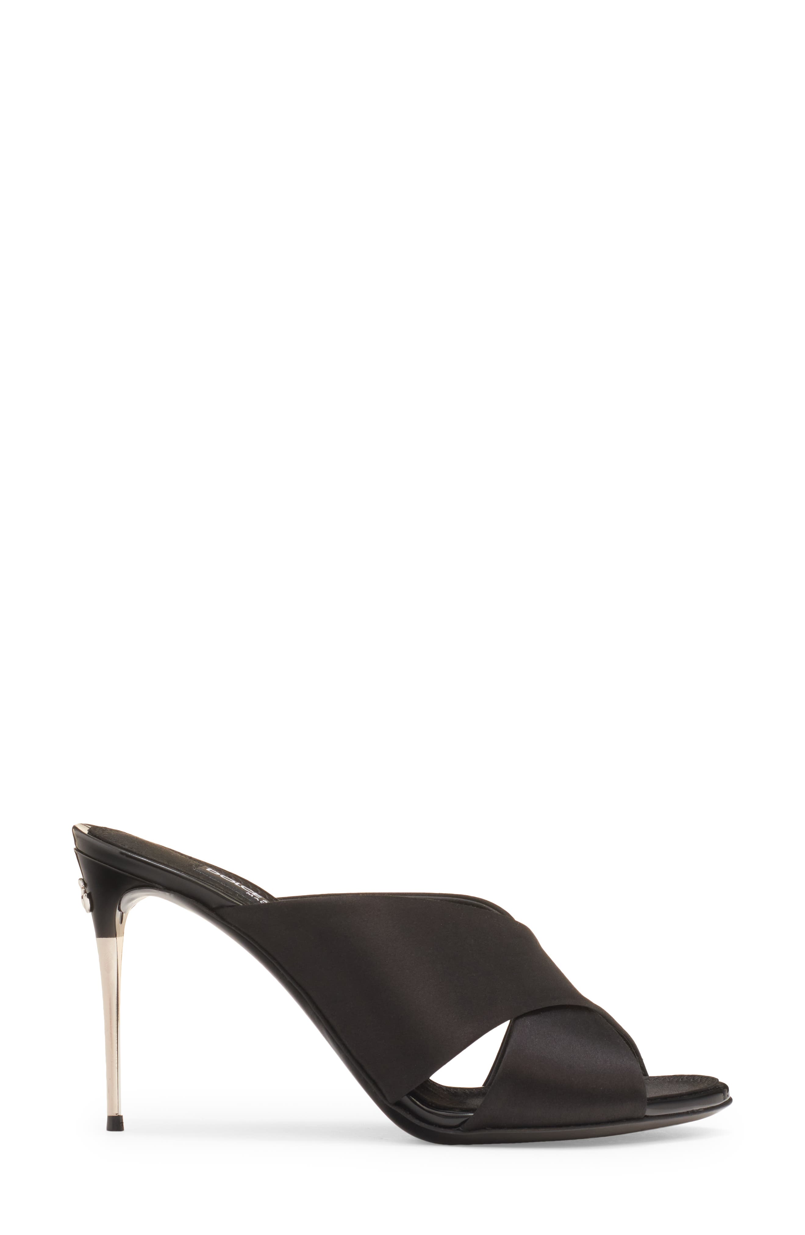 Dolce&Gabbana Keira Crossover Strap Slide Sandal, Alternate, color, Black