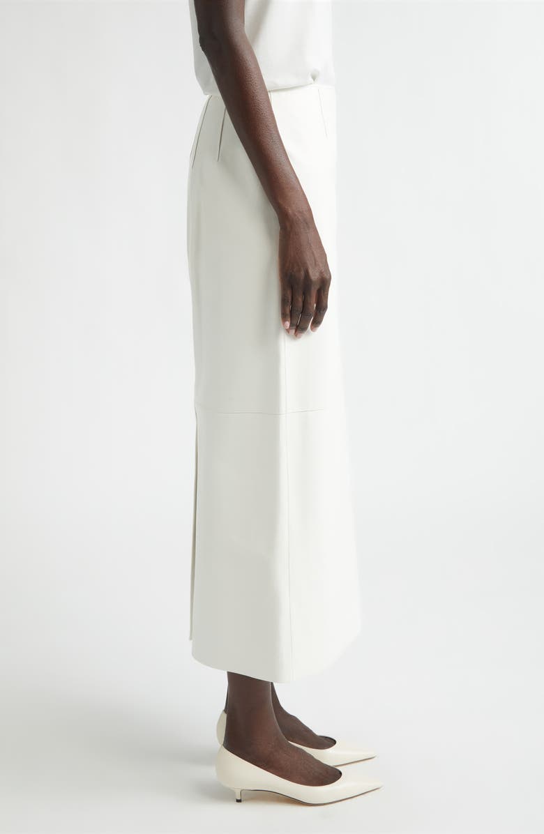 Lafayette 148 New York Glove Leather Midi Pencil Skirt, Alternate, color, White