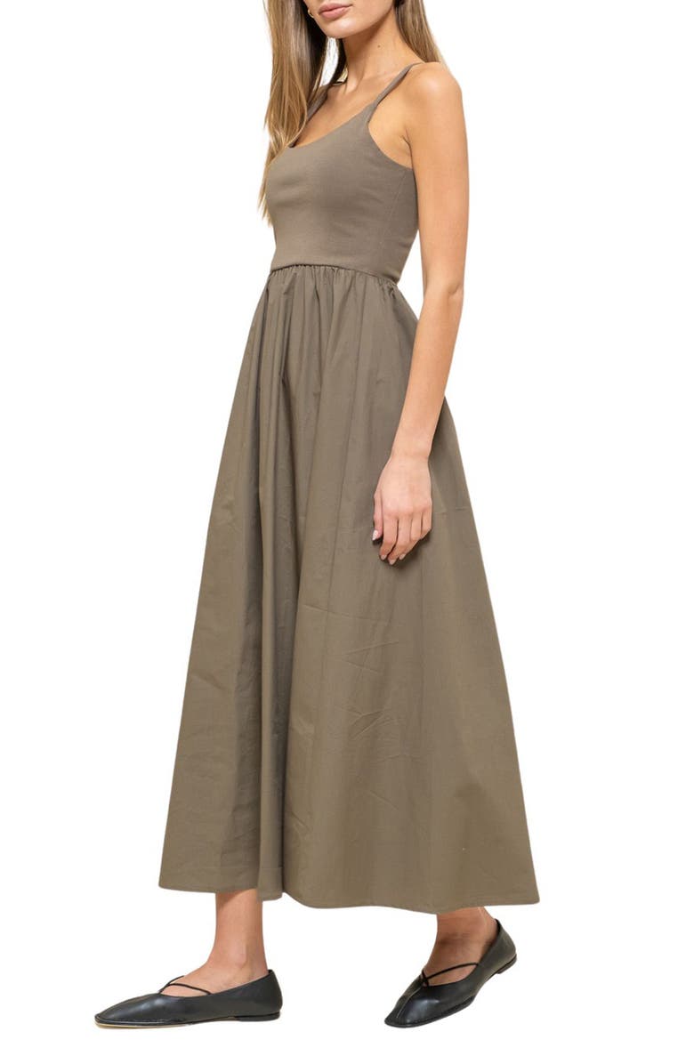 Blu Pepper Mixed Media Midi Dress, Alternate, color, Olive