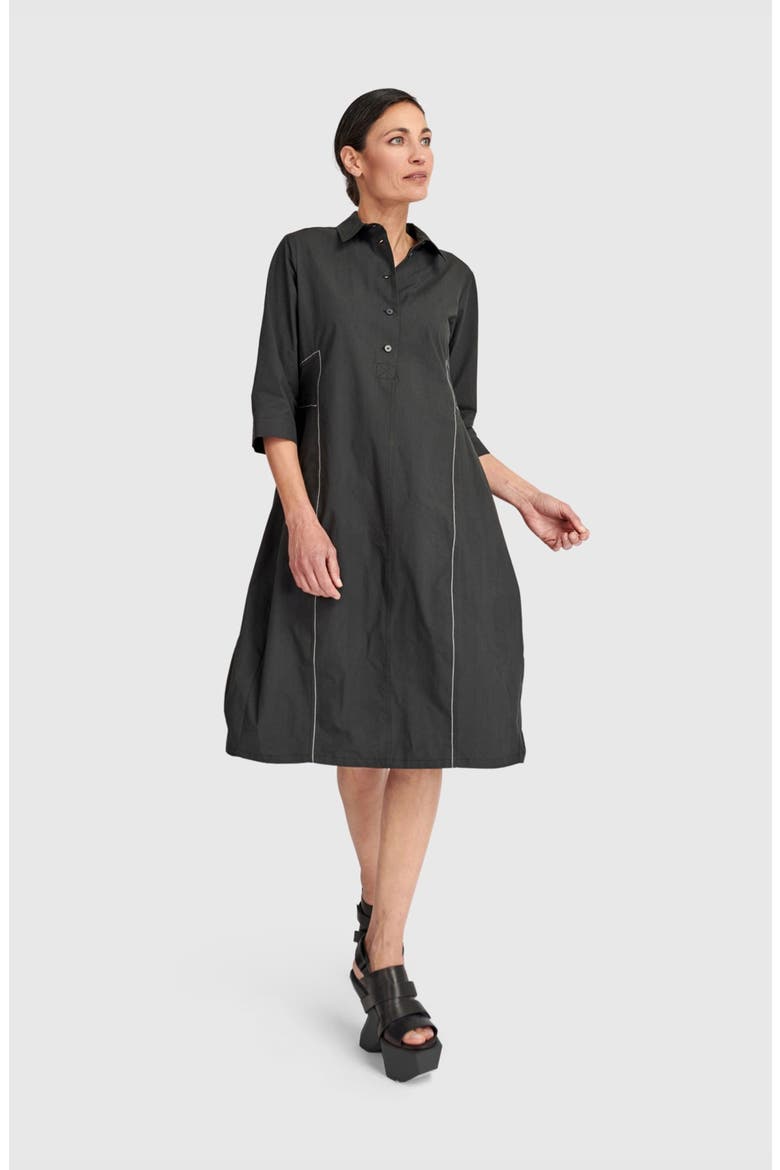 The Edit Cotton Shirtdress, Alternate, color, Black