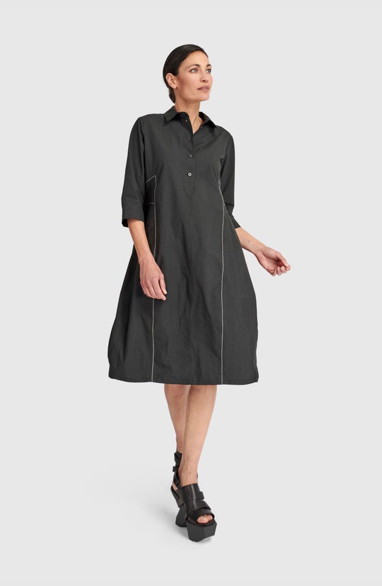 Alembika The Edit Cotton Shirtdress, Alternate, color, Black