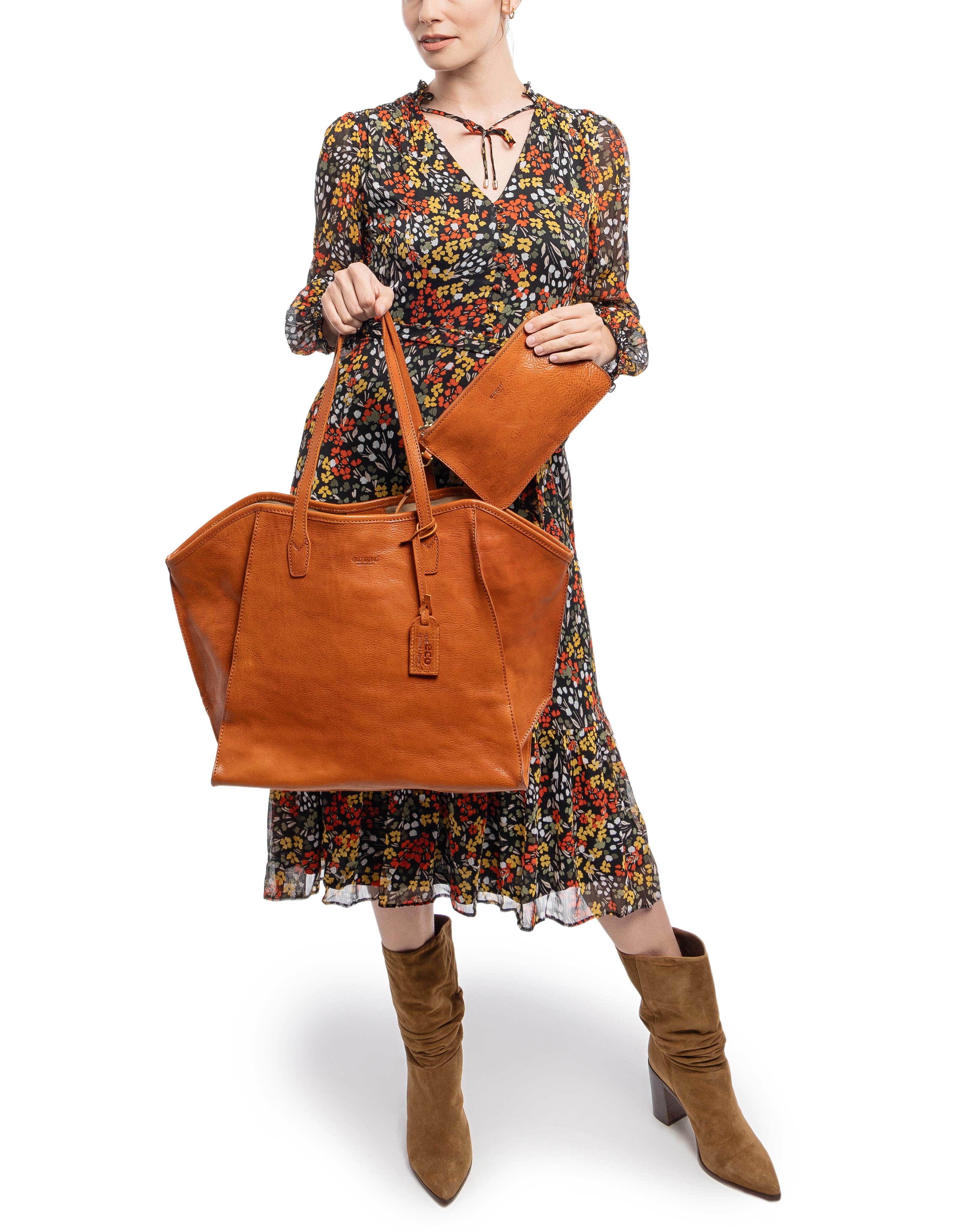 Iris Large Leather Carryall Tote, Alternate, color, Caramel