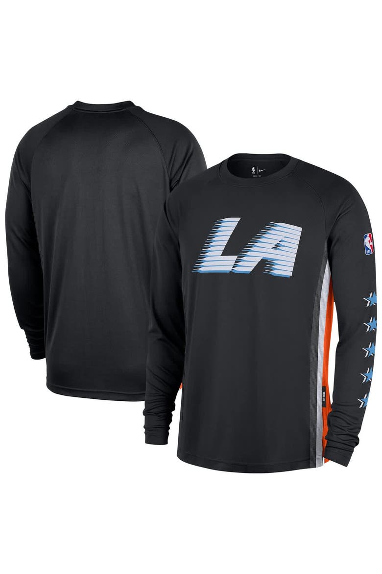 Men's Nike  Black LA Clippers 2025/26 City Edition Authentic Pregame Dri-FIT Long Sleeve Shooting T-Shirt, Main, color, Black
