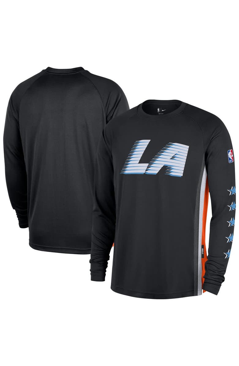 Nike Men's Nike Black LA Clippers 2025/26 City Edition Authentic Pregame Dri-FIT Long Sleeve Shooting T-Shirt, Main, color, Black