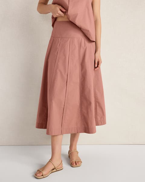 Organic Cotton Poplin Drop Waist Skirt