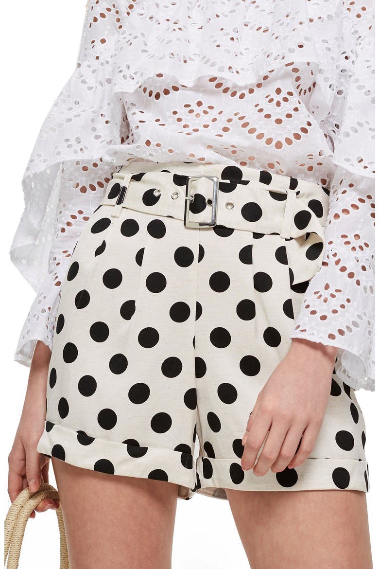 Polka Dot Shorts, Main, color, WHITE MULTI