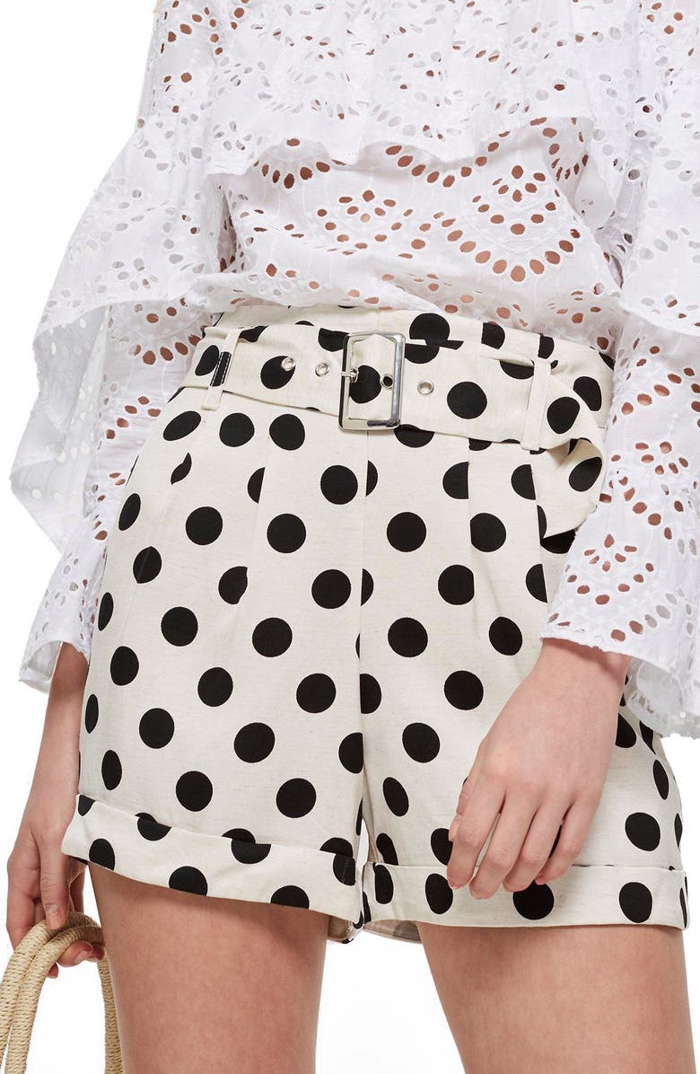 Topshop Polka Dot Shorts, Main, color,