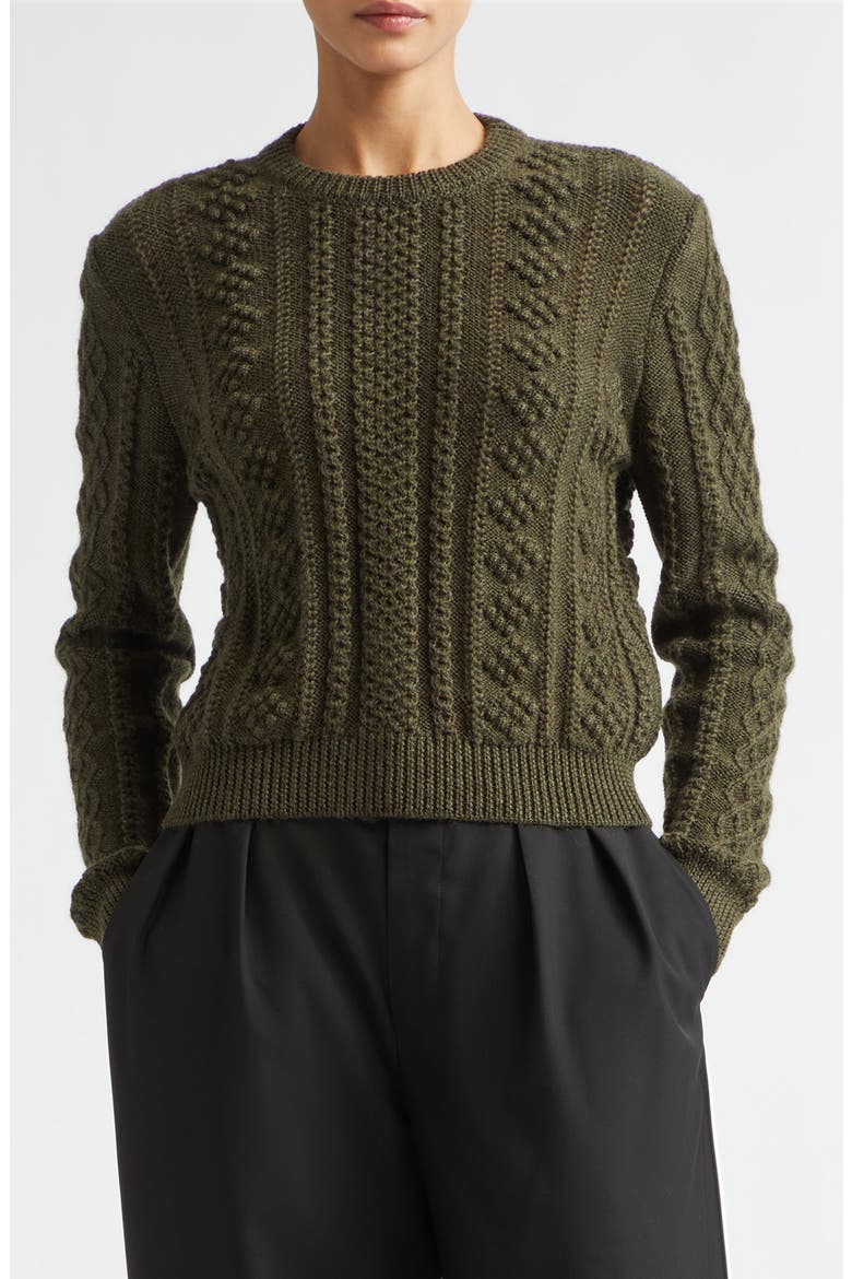 Back Slit Wool Sweater, Main, color, THYME GREEN