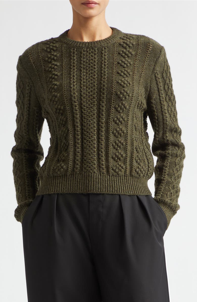 Jil Sander Back Slit Wool Sweater, Main, color, Thyme Green