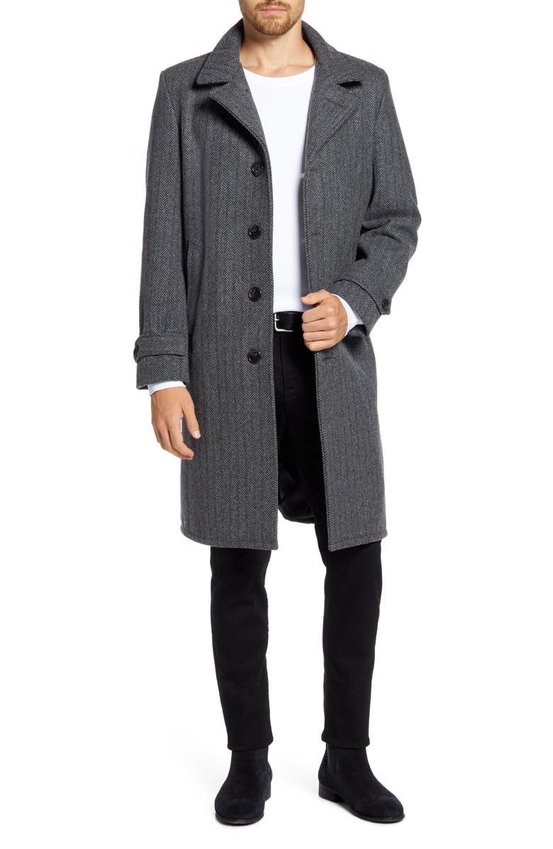 Schott NYC Herringbone Wool Blend Coat, Main, color, 