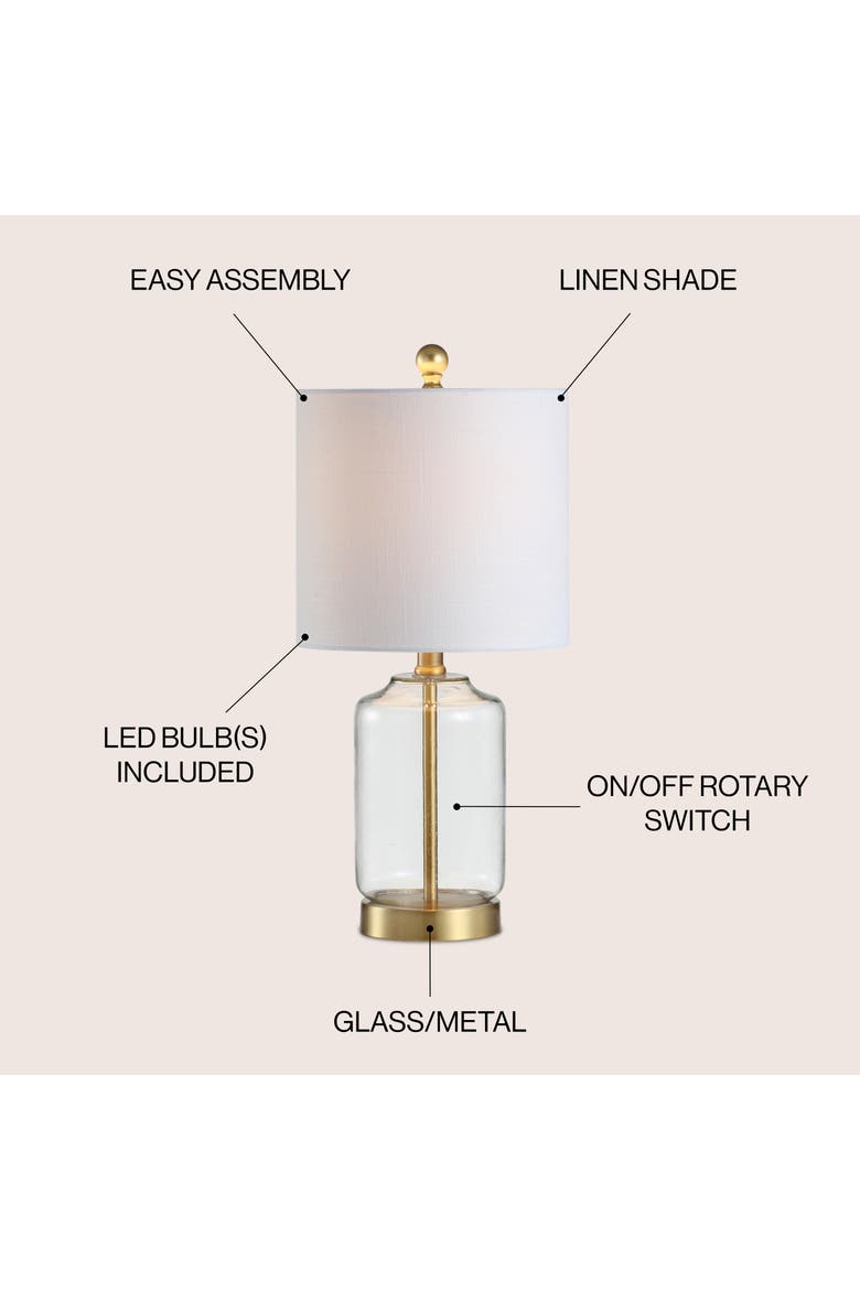 Duncan Glass/Metal LED Table Lamp, Alternate, color, Clear/Brass Gold